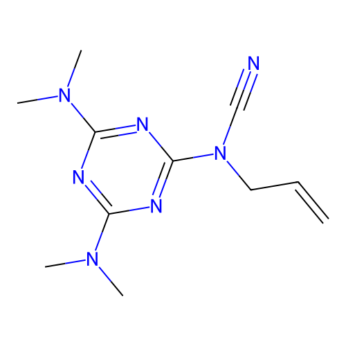 [4,6-Bis(dimethylamino)-1,3,5-triazin-2-yl]-prop-2-enylcyanamide structure