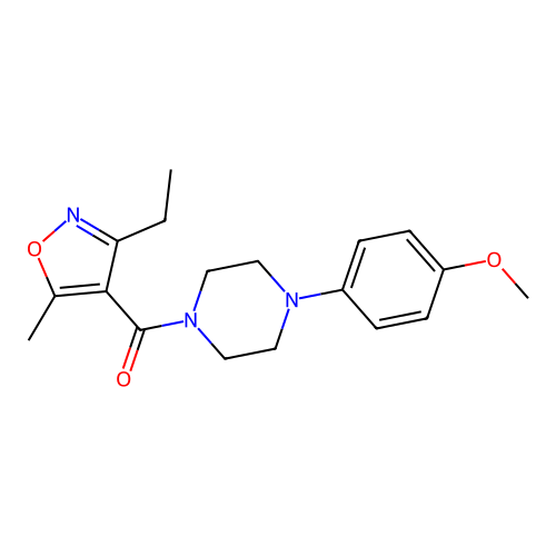Methanone, (3-ethyl-5-methyl-4-isoxazolyl)[4-(4-methoxyphenyl)-1-piperazinyl]- structure