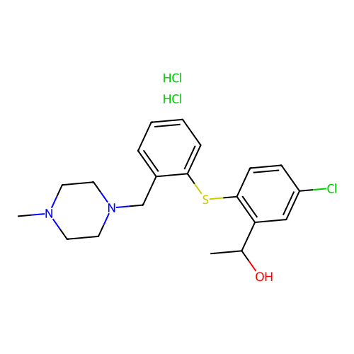 1-(2-(4-Chloro-2-(1-hydroxyethyl)phenylthio)benzyl)-4-methylpiperazine dihydrochloride structure