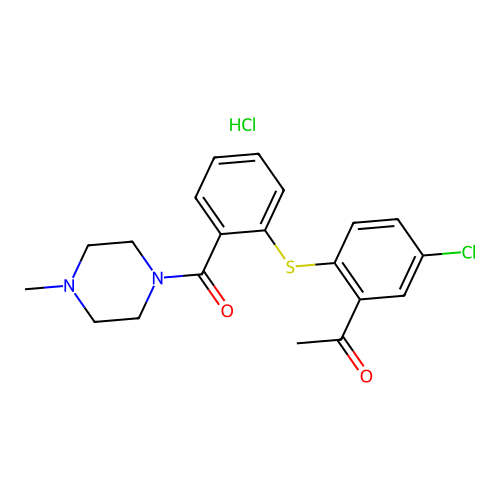 1-(2-(2-Acetyl-4-chlorophenylthio)benzoyl)-4-methylpiperazine hydrochloride structure