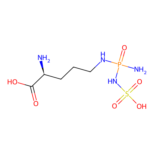 (2S)-2-amino-5-[[amino-(sulfoamino)phosphoryl]amino]pentanoic acid structure