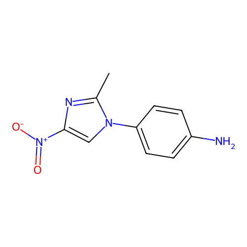 Benzenamine, 4-(2-methyl-4-nitro-1H-imidazol-1-yl)- structure