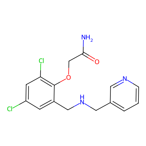 2-[2,4-Dichloro-6-[(pyridin-3-ylmethylamino)methyl]phenoxy]acetamide structure