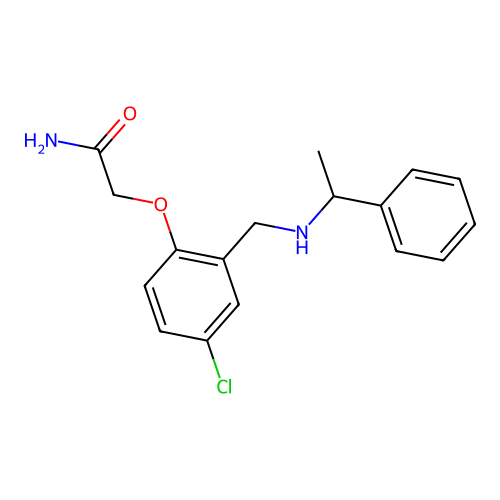 2-(4-Chloro-2-{[(1-phenylethyl)amino]methyl}phenoxy)acetamide structure