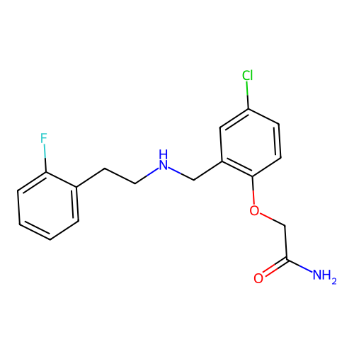 2-[4-Chloro-2-({[2-(2-fluorophenyl)ethyl]amino}methyl)phenoxy]acetamide structure