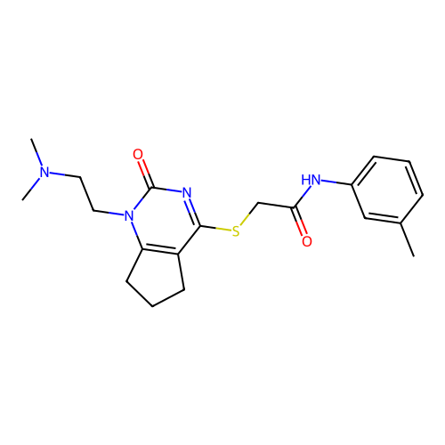 2-({1-[2-(dimethylamino)ethyl]-2-oxo-1H,2H,5H,6H,7H-cyclopenta[d]pyrimidin-4-yl}sulfanyl)-N-(3-methylphenyl)acetamide structure