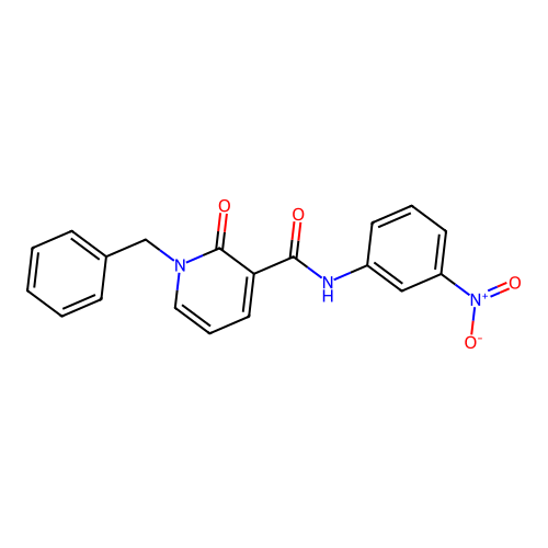 1-benzyl-N-(3-nitrophenyl)-2-oxo-1,2-dihydropyridine-3-carboxamide structure