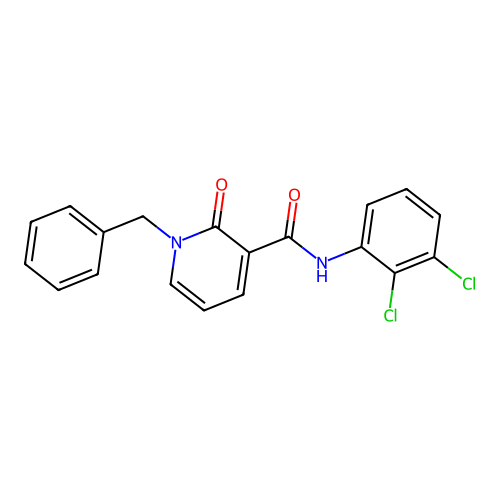 1-benzyl-N-(2,3-dichlorophenyl)-2-oxo-1,2-dihydropyridine-3-carboxamide structure
