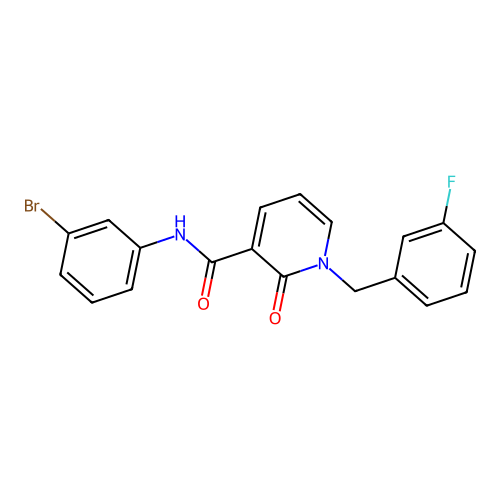 N-(3-bromophenyl)-1-(3-fluorobenzyl)-2-oxo-1,2-dihydropyridine-3-carboxamide structure