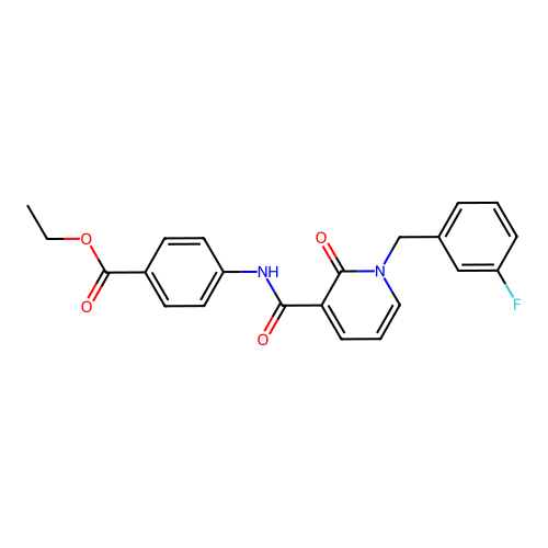 Ethyl 4-(1-(3-fluorobenzyl)-2-oxo-1,2-dihydropyridine-3-carboxamido)benzoate structure