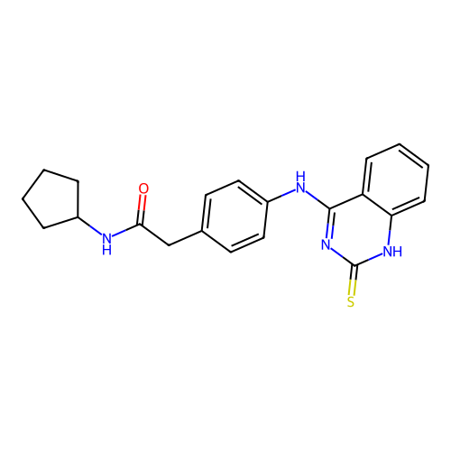 N-cyclopentyl-2-[4-[(2-sulfanylidene-1H-quinazolin-4-yl)amino]phenyl]acetamide structure