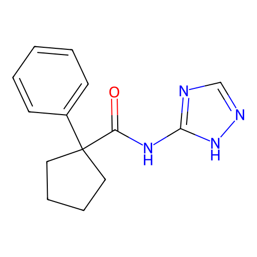 1-phenyl-N-(1H-1,2,4-triazol-5-yl)cyclopentane-1-carboxamide structure