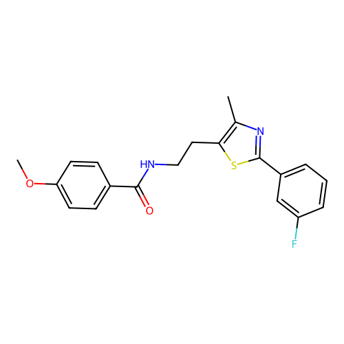 N-{2-[2-(3-fluorophenyl)-4-methyl-1,3-thiazol-5-yl]ethyl}-4-methoxybenzamide structure