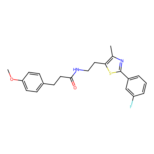 N-{2-[2-(3-fluorophenyl)-4-methyl-1,3-thiazol-5-yl]ethyl}-3-(4-methoxyphenyl)propanamide structure