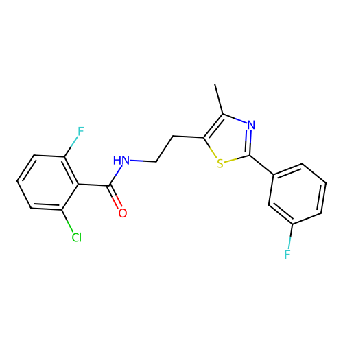 2-chloro-6-fluoro-N-{2-[2-(3-fluorophenyl)-4-methyl-1,3-thiazol-5-yl]ethyl}benzamide structure