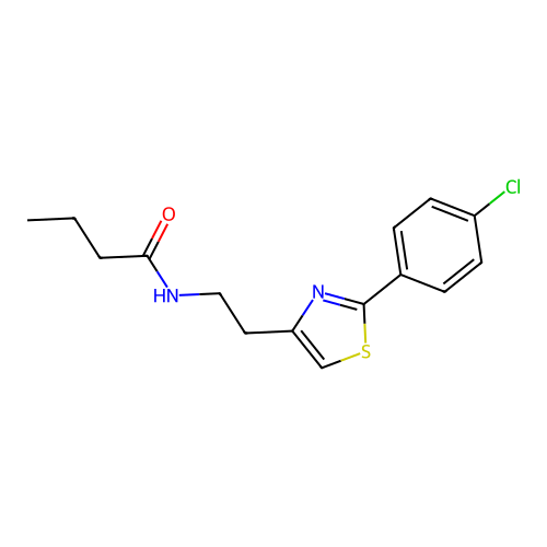 N-(2-(2-(4-chlorophenyl)-1,3-thiazol-4-yl)ethyl)butanamide structure