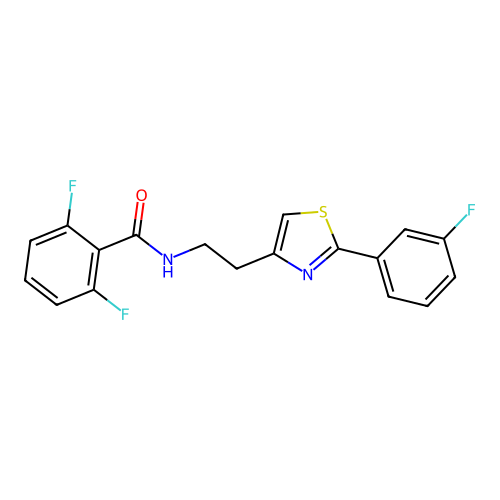 2,6-difluoro-N-{2-[2-(3-fluorophenyl)-1,3-thiazol-4-yl]ethyl}benzamide structure