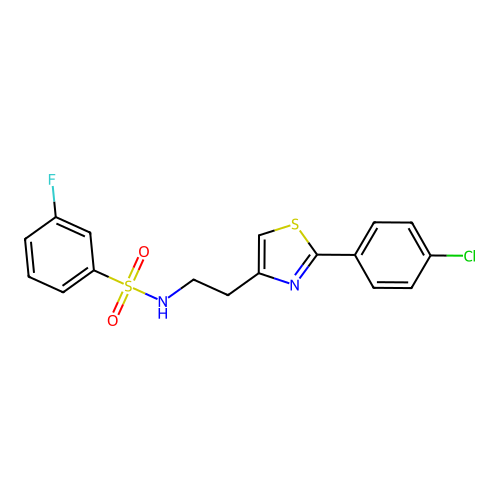 N-[2-[2-(4-chlorophenyl)-1,3-thiazol-4-yl]ethyl]-3-fluorobenzenesulfonamide structure