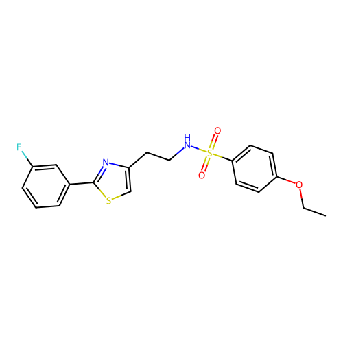 4-ethoxy-N-[2-[2-(3-fluorophenyl)-1,3-thiazol-4-yl]ethyl]benzenesulfonamide structure
