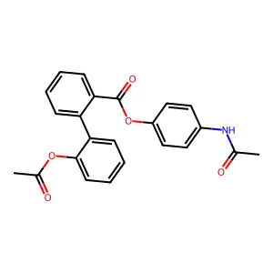 (1,1'-Biphenyl)-2-carboxylic acid, 2'-(acetyloxy)-, 4-(acetylamino)phenyl ester structure