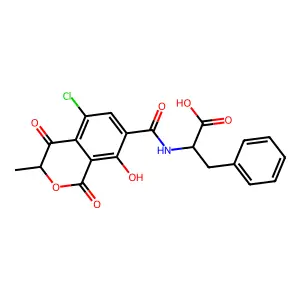 L-Phenylalanine, N-((5-chloro-3,4-dihydro-8-hydroxy-3-methyl-1,4-dioxo-1H-2-benzopyran-7-yl)carbonyl)-, (R)- structure