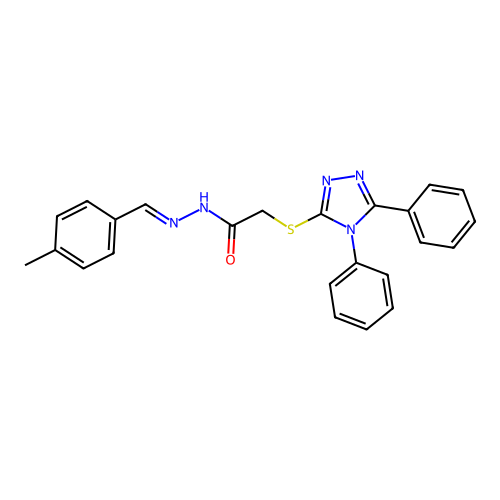 2-[(4,5-diphenyl-4H-1,2,4-triazol-3-yl)sulfanyl]-N'-[(E)-(4-methylphenyl)methylidene]acetohydrazide structure