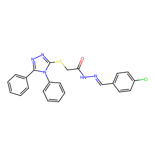 N-[(4-chlorophenyl)methylideneamino]-2-[(4,5-diphenyl-1,2,4-triazol-3-yl)sulfanyl]acetamide structure