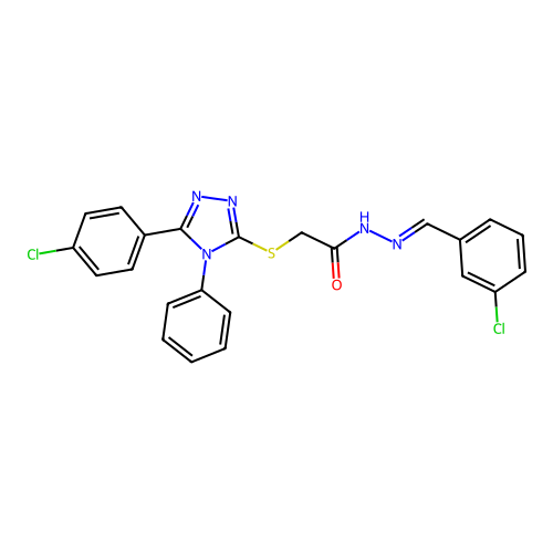 N'-[(E)-(3-chlorophenyl)methylidene]-2-{[5-(4-chlorophenyl)-4-phenyl-4H-1,2,4-triazol-3-yl]sulfanyl}acetohydrazide structure