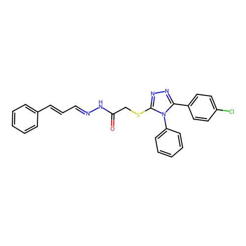 2-{[5-(4-chlorophenyl)-4-phenyl-4H-1,2,4-triazol-3-yl]sulfanyl}-N'-[(1E,2E)-3-phenylprop-2-en-1-ylidene]acetohydrazide structure