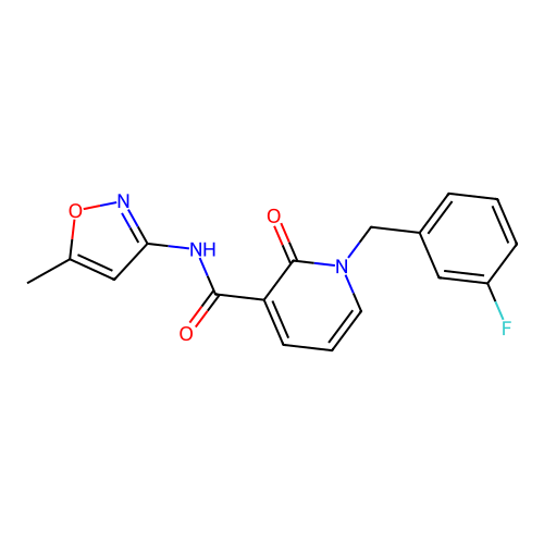 1-[(3-fluorophenyl)methyl]-N-(5-methyl-1,2-oxazol-3-yl)-2-oxo-1,2-dihydropyridine-3-carboxamide structure
