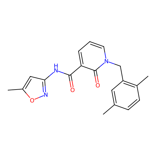 1-[(2,5-dimethylphenyl)methyl]-N-(5-methyl-1,2-oxazol-3-yl)-2-oxo-1,2-dihydropyridine-3-carboxamide structure