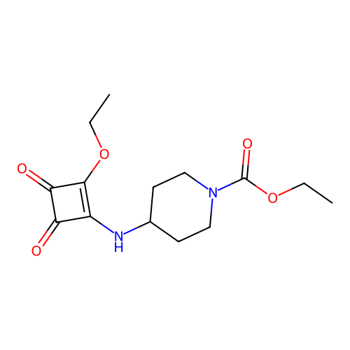 Ethyl 4-((2-ethoxy-3,4-dioxocyclobut-1-en-1-yl)amino)piperidine-1-carboxylate structure