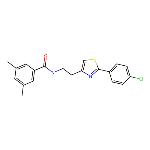 N-[2-[2-(4-chlorophenyl)-1,3-thiazol-4-yl]ethyl]-3,5-dimethylbenzamide structure