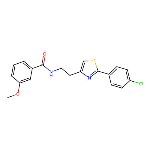 N-{2-[2-(4-chlorophenyl)-1,3-thiazol-4-yl]ethyl}-3-methoxybenzamide structure