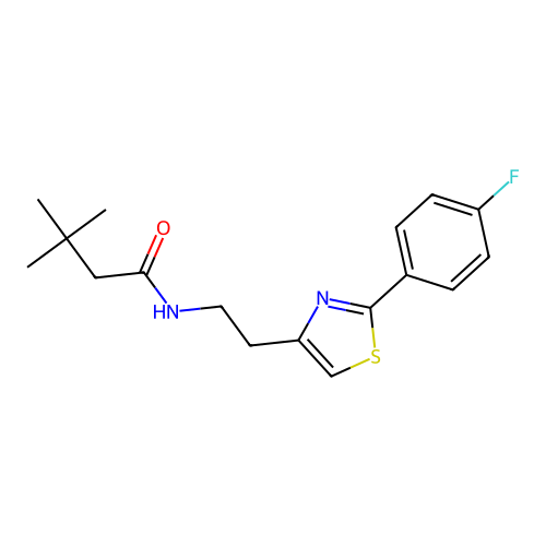N-{2-[2-(4-fluorophenyl)-1,3-thiazol-4-yl]ethyl}-3,3-dimethylbutanamide structure