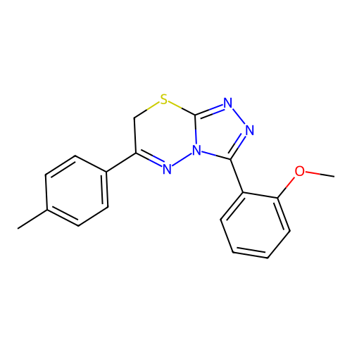 3-(2-methoxyphenyl)-6-(4-methylphenyl)-7H-[1,2,4]triazolo[3,4-b][1,3,4]thiadiazine structure