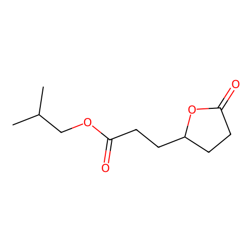 Isobutyl 3-(perhydro-5-oxo-2-furyl)propionate structure
