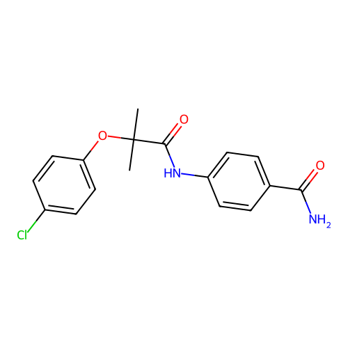 4-[[2-(4-Chlorophenoxy)-2-methylpropanoyl]amino]benzamide structure