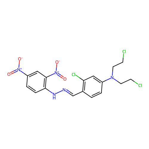 3-chloro-N,N-bis(2-chloroethyl)-4-[(E)-[(2,4-dinitrophenyl)h structure