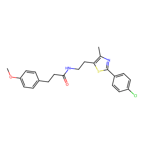 N-{2-[2-(4-chlorophenyl)-4-methyl-1,3-thiazol-5-yl]ethyl}-3-(4-methoxyphenyl)propanamide structure