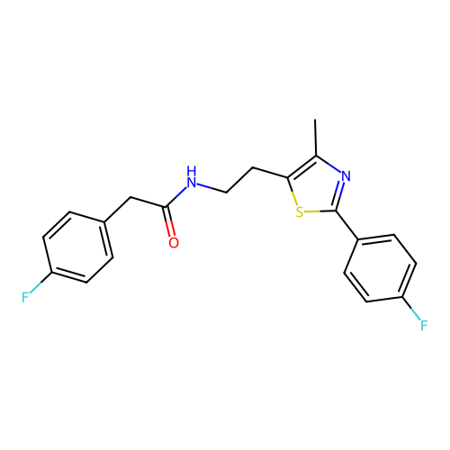 2-(4-fluorophenyl)-N-{2-[2-(4-fluorophenyl)-4-methyl-1,3-thiazol-5-yl]ethyl}acetamide structure