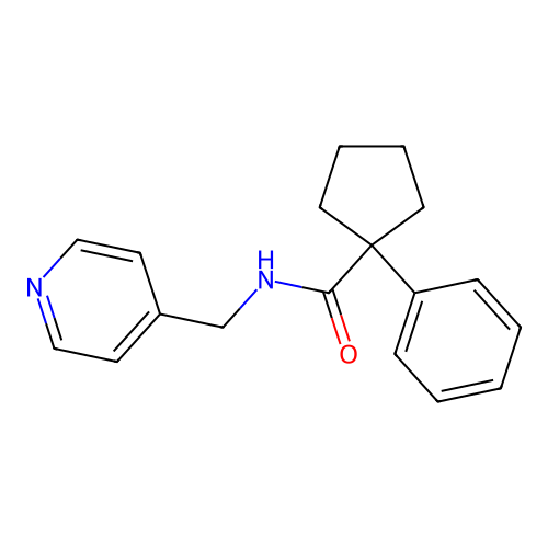 1-phenyl-N-(pyridin-4-ylmethyl)cyclopentane-1-carboxamide structure