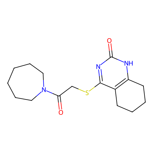 4-[2-(azepan-1-yl)-2-oxoethyl]sulfanyl-5,6,7,8-tetrahydro-1H-quinazolin-2-one structure