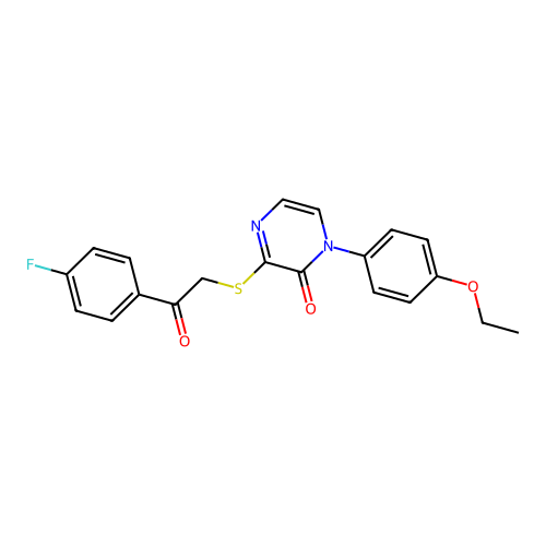 1-(4-Ethoxyphenyl)-3-[2-(4-fluorophenyl)-2-oxoethyl]sulfanylpyrazin-2-one structure