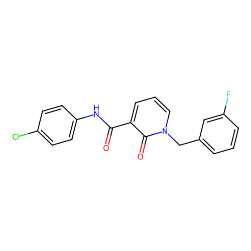 N-(4-chlorophenyl)-1-(3-fluorobenzyl)-2-oxo-1,2-dihydropyridine-3-carboxamide structure