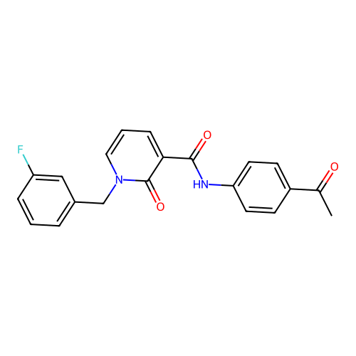 N-(4-acetylphenyl)-1-(3-fluorobenzyl)-2-oxo-1,2-dihydropyridine-3-carboxamide structure