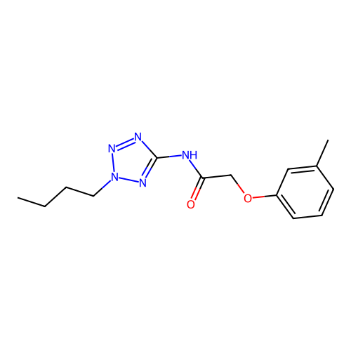 N-(2-butyl-2H-tetrazol-5-yl)-2-(3-methylphenoxy)acetamide structure