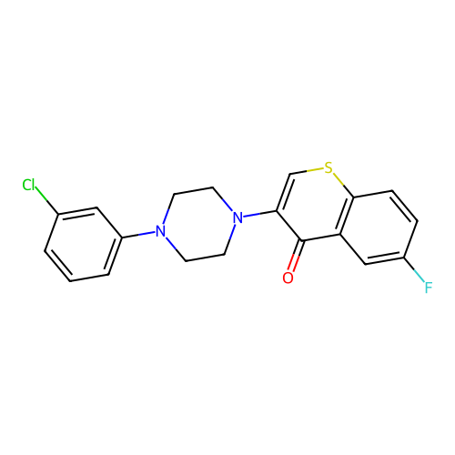 3-[4-(3-Chlorophenyl)piperazin-1-yl]-6-fluorothiochromen-4-one structure