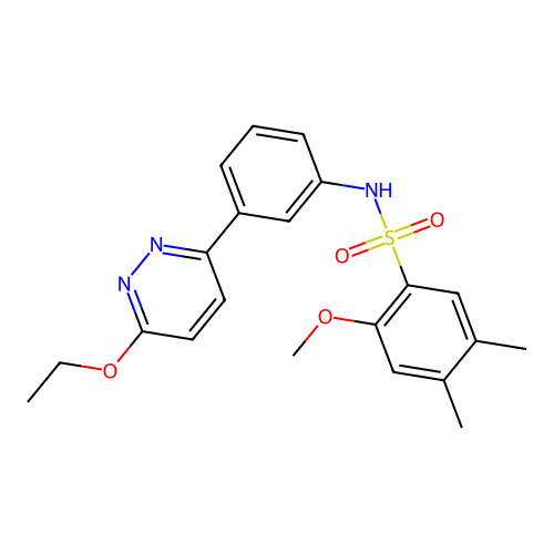 N-[3-(6-ethoxypyridazin-3-yl)phenyl]-2-methoxy-4,5-dimethylbenzene-1-sulfonamide structure