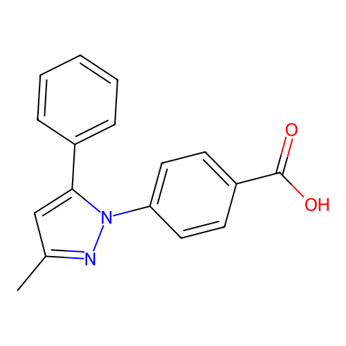 4-(3-methyl-5-phenyl-1H-pyrazol-1-yl)benzoic acid structure